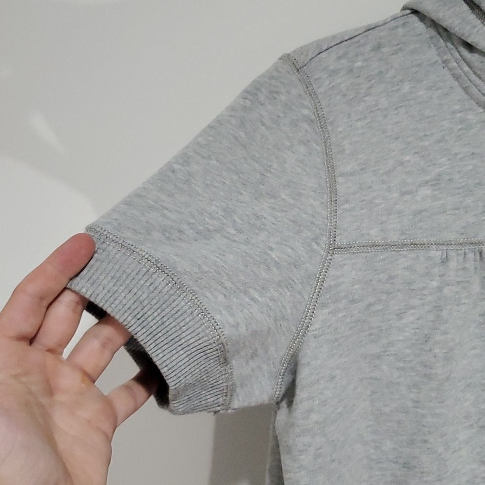 American Eagle large grey eagle fleece short sleeve zip up hoodie - Picture 3 of 6